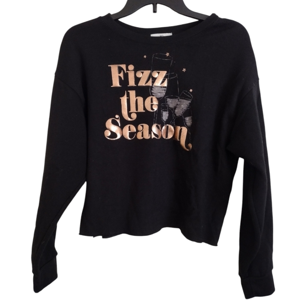 BP Fizz the Season black copper cropped sweatshirt champagne flute image Small